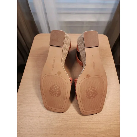 Vince Camuto TANGERINE Leather Net Low Ankle Strap Espadrille Wedge SZ 9 Wide - Picture 10 of 11